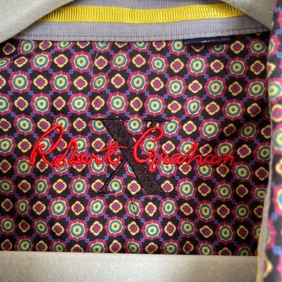 ROBERT Graham Luxury Dress Shirt Pink/Blues/Yellow Pattern Size XL - Picture 8 of 14